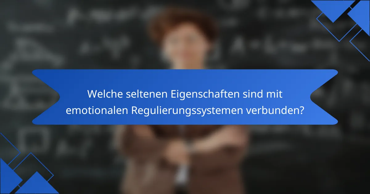 Welche seltenen Eigenschaften sind mit emotionalen Regulierungssystemen verbunden?